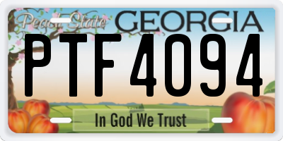 GA license plate PTF4094