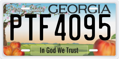 GA license plate PTF4095