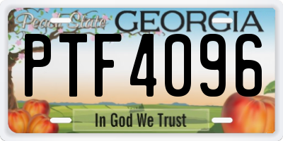 GA license plate PTF4096