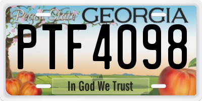 GA license plate PTF4098