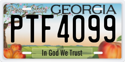 GA license plate PTF4099