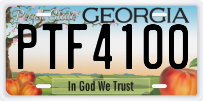GA license plate PTF4100