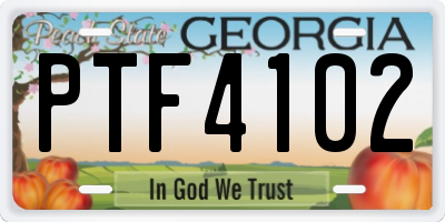 GA license plate PTF4102