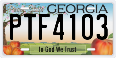 GA license plate PTF4103
