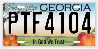 GA license plate PTF4104