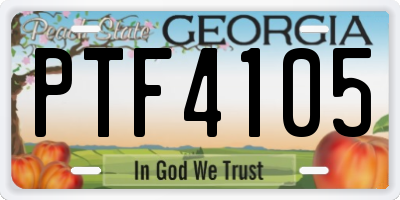 GA license plate PTF4105