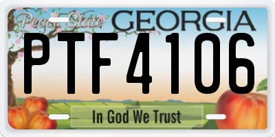 GA license plate PTF4106