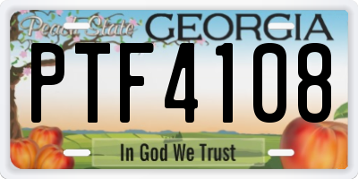 GA license plate PTF4108