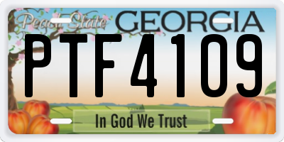 GA license plate PTF4109