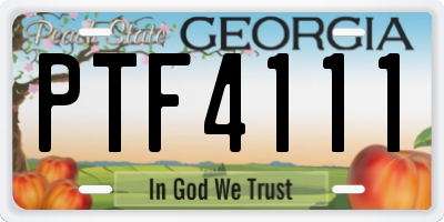 GA license plate PTF4111