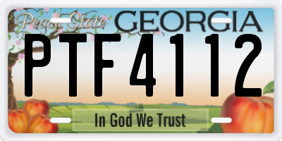 GA license plate PTF4112