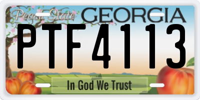 GA license plate PTF4113