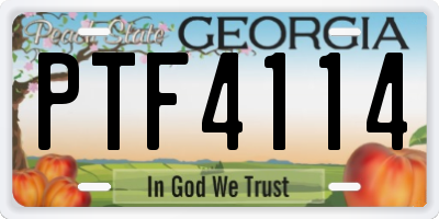 GA license plate PTF4114