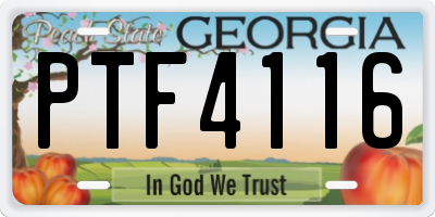 GA license plate PTF4116