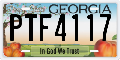 GA license plate PTF4117