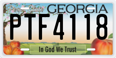 GA license plate PTF4118