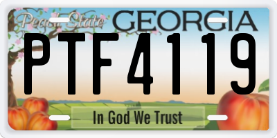 GA license plate PTF4119