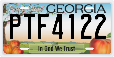GA license plate PTF4122