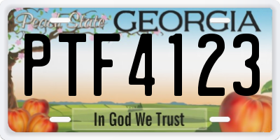 GA license plate PTF4123