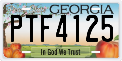 GA license plate PTF4125