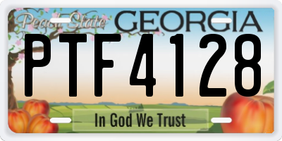 GA license plate PTF4128