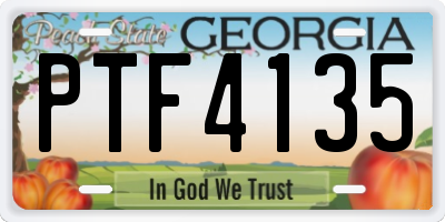 GA license plate PTF4135