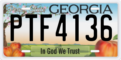 GA license plate PTF4136