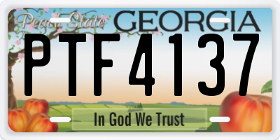GA license plate PTF4137
