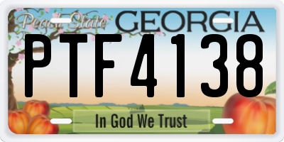 GA license plate PTF4138
