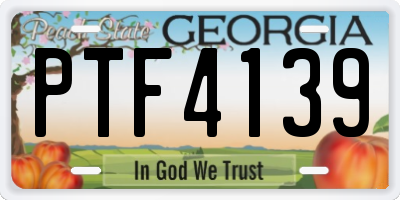 GA license plate PTF4139