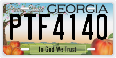 GA license plate PTF4140