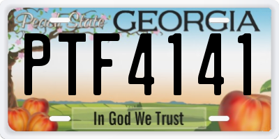 GA license plate PTF4141