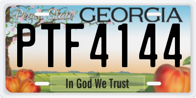 GA license plate PTF4144