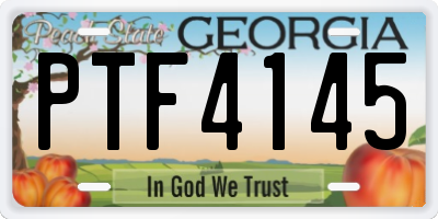 GA license plate PTF4145