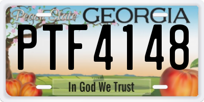 GA license plate PTF4148