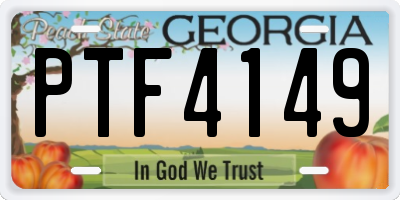 GA license plate PTF4149