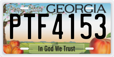 GA license plate PTF4153