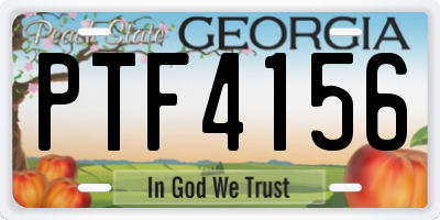 GA license plate PTF4156