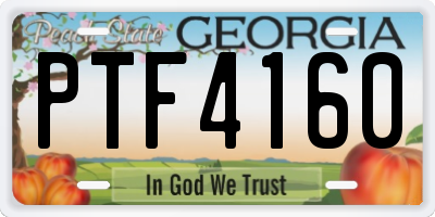 GA license plate PTF4160