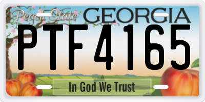 GA license plate PTF4165