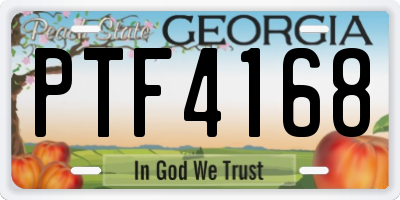 GA license plate PTF4168