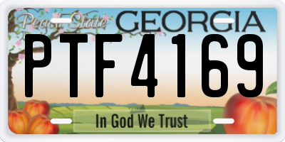 GA license plate PTF4169