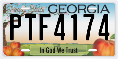 GA license plate PTF4174