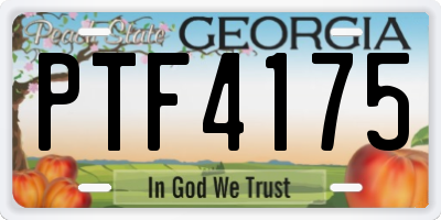 GA license plate PTF4175
