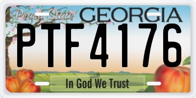GA license plate PTF4176