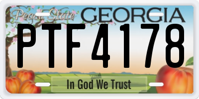 GA license plate PTF4178