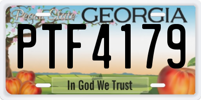 GA license plate PTF4179