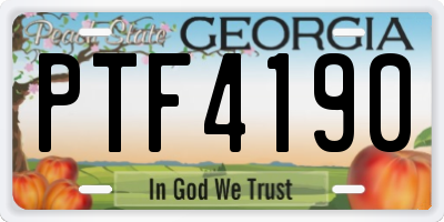 GA license plate PTF4190