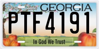 GA license plate PTF4191