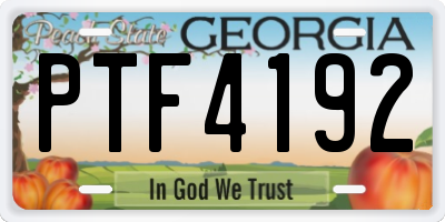 GA license plate PTF4192